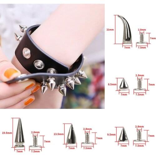 10Sets Of Metal Punk Sharp Slug Screws Rivet DIY Craft Belt Bracelet Head Rivet Stud Decoration Stud Buckle Costume Accessories