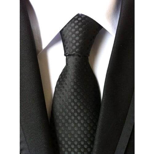 Fashion Men Polka Dots Neck Ties Solid Black Spots Cravat Necktie