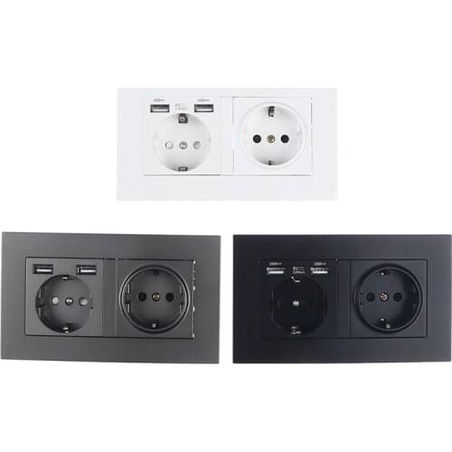 Wall mounted panel 16A power socket EU standard multi plug with 2 USB port