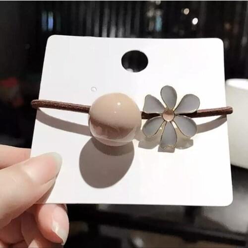 New Korean net red hot style hair ring wind flower round beads rubber band fresh and simple hair accessories