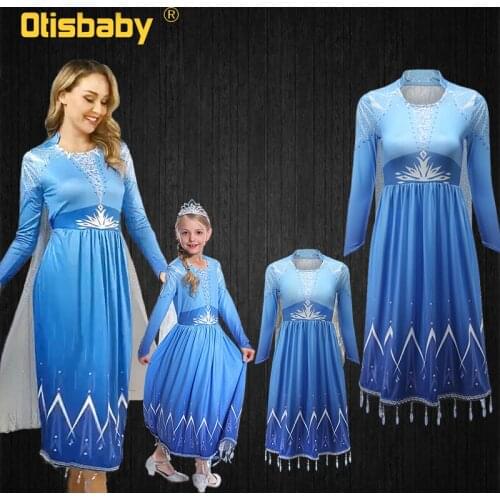 New Snow Queen Elsa Mom and Daughter Dress Coplay Chrismas Elsa Dress Sister Disguise Mother Kids Matching Outfits Family look