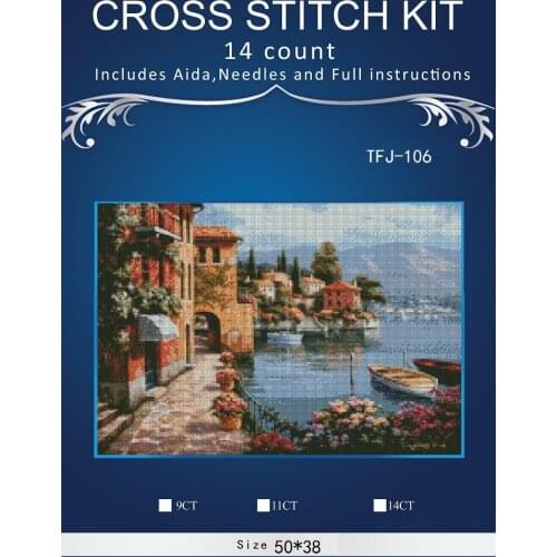 New Embroidery Counted Cross Stitch Kits Needlework - Crafts 14 ct DMC DIY Arts Handmade Decor -sea port