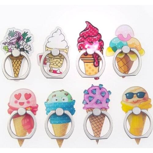 New Design 1 Piece High Quality ABS Phone Ring Holder Cute Cartoon Summer Ice-Cream Series Smartphone Finger Ring Holder Housing