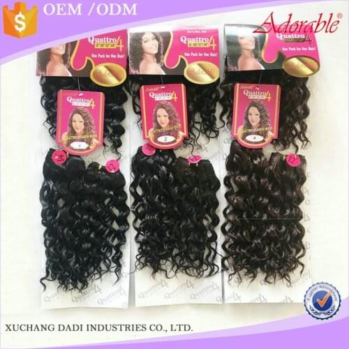 Adorable Synthetic Bundles With Closure / Spanish Wave 4PCS Set / 8-14inch Natural Weave Color African Afro Extension Hair