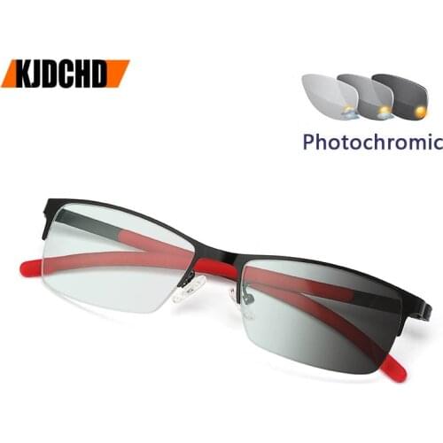 Titanium Alloy Photochromic Men Reading Glasses Chameleon CR-39 Resin Aspheric Glasses Lenses +25 +1.00 +1.50 +2.00 +2.50 To +6