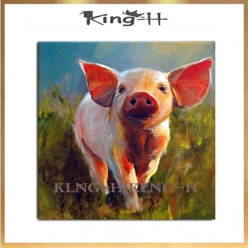 Pintura al óleo de cerdo Animal pintada a mano en lienzo pintor pintado a mano moderno arte de pared Animal cerdo cabeza aceite