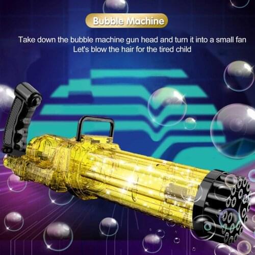 Outdoor 15.5Inch Super Automatic Gatling Bubble Gun Electric Machine Toy 21 Holes Bubble Maker Toy For Children Kids