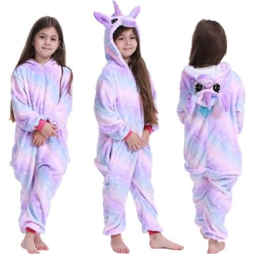 Unicorn Pajamas Animal Onesie for Children Girls Boys Sleepwear Kids Cartoon Licorne Pyjama Suit Winter Overalls