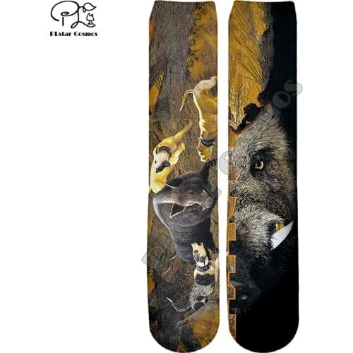 PLstar Cosmos Hunting Deer Moose Bear Pheasant Duck Boar Cotton Socks Colorful Fashion Brand Warm Animal Stocking Hunter Socks-1