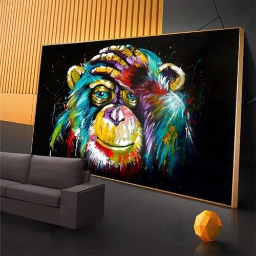 Abstract Animal Poster Watercolor Art Painting Thinking Monkey Wall Canvas Print Painting Frameless Living Room Home Decoration