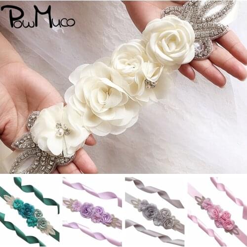 Powmuco Lovely Handmade Roast Flowers Women Sash DIY Clothing Accessories Adjustable Maternity Waistband Dress Decoration Belts