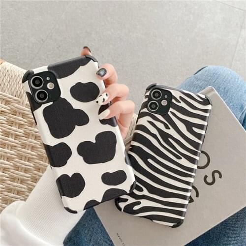 Flower Cow Zebra Print Camera Protection Anti-drop silicone Phone Case Cover For iPhone 12 Mini 7 8 6S Plus XR XS 11 Pro Max SE