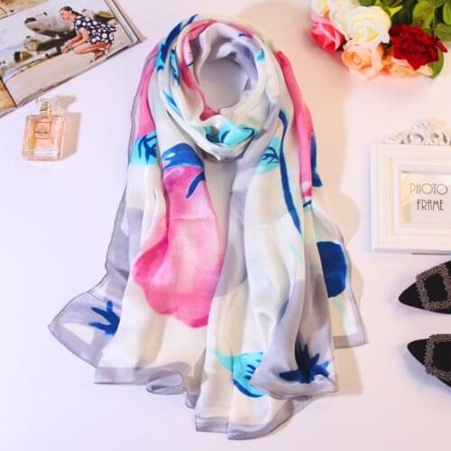 [SLKSCF] ON SALES! 180X70CM Fashion flowers print silk scarf real silk satin pashmina good quality real silk scarves and shawl
