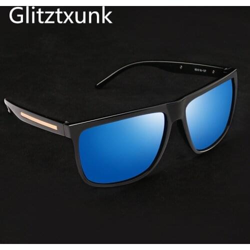 Glitztxunk Square Men Polarized Sunglasses Classic Brand Sun Glasses For Male UV400 Driving Black Eyeglasses Oculos Masculino