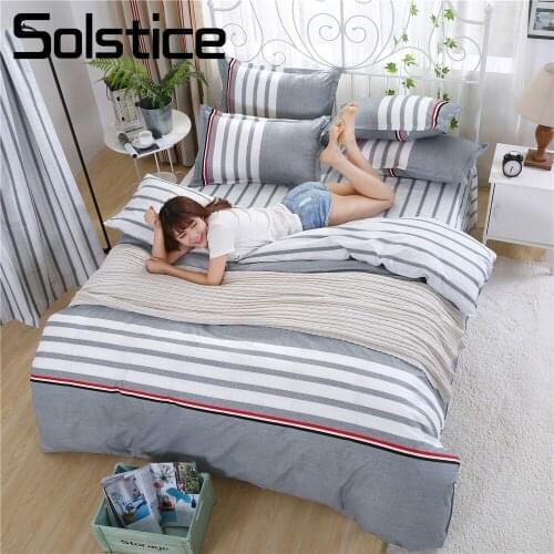 Solstice Home Textile Solid Color Simple Stripe Geometric Pattern Printing Fashion Bedding Sets Duvet Cover Bed Sheet Pillowcase