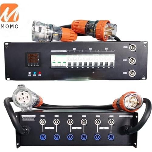 3U Amplifier AC powercon split box for stage event with power distribution rack