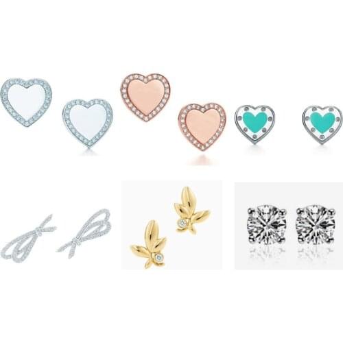 High-quality 1:1 ttff 925 sterling silver heart-shaped earrings with unique design templates and superb craftsmanship