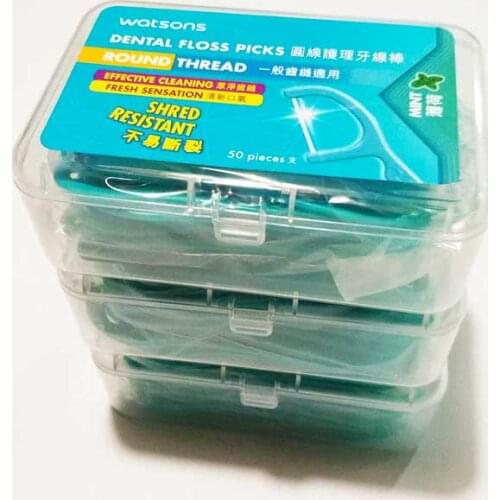 Watsons 150 pcs / 3 box High Quality Mint Flavour Dental Floss Pick Flosser GOOD