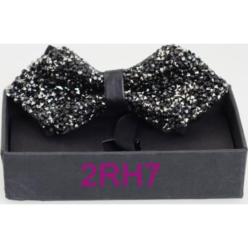 YIBEI Coachella Ties Silver Black Bowtie Tuxedo Diamond Bow Tie Glitter Rhinestone Butterflies Gift Boxed Papillon Adjustable