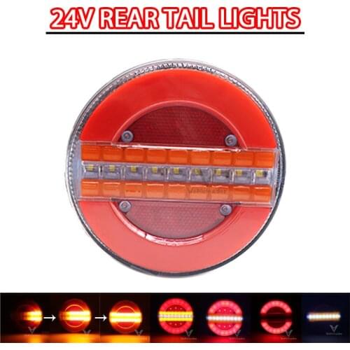 24V Trailer Truck Tail Light Brake Light For Car Boat Bus Van Caravan LED Dynamic Flow Turn Signal Lamp Strobe Light Waterproof