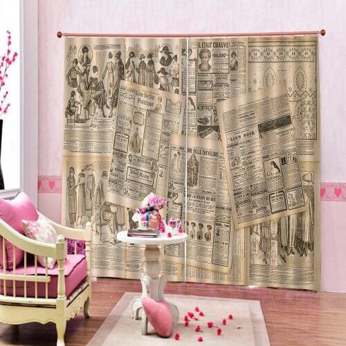 Customized Size 3D Curtains newspaper For Bedroom Living room Office Hotel Blackout Curtain