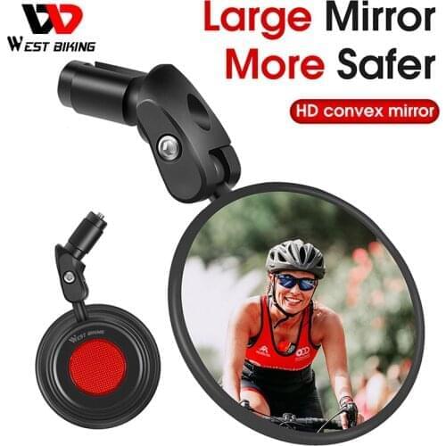 WEST BIKING Wide Range HD Bicycle Rearview Mirror Adjustable Handle Bar Reflector Mountain Bike Blind Spot Cycling Mirror