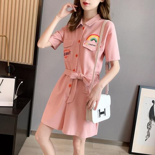 Rompers Women Lovely Rainbow Printed Summer Chic Lace-up Harajuku Teens Streetwear Leisure Ladies Lavender Romper Jumpsuits New