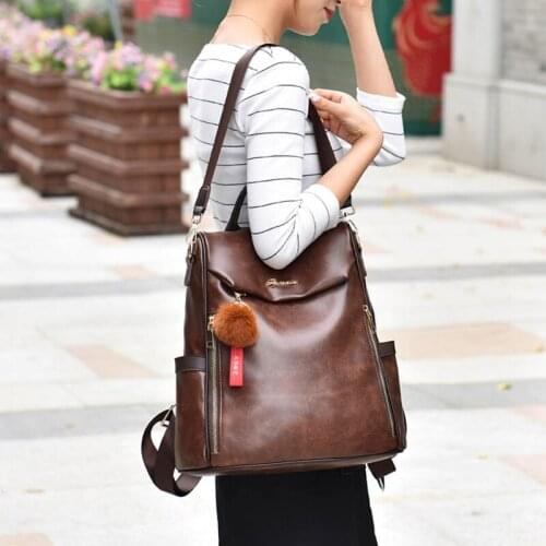 Women PU Leather Anti-theft Backpack Ladies Fashion Casual Daypack Travel Large School Shoulder Bags