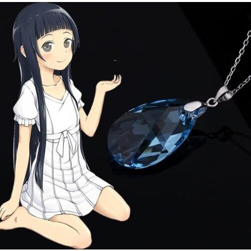 Anime Sword Art Online SAO Cosplay Jewelry Accessory YUI Crystal Heart Pendant 925 Sterling Silver Necklace For Women Girls Gift