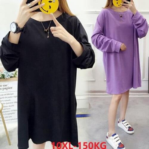 Women plus size 5XL 8XL 10XL dress long sleeve autumn Female dress underwear super big size oversize loose dress purple 150KG 58