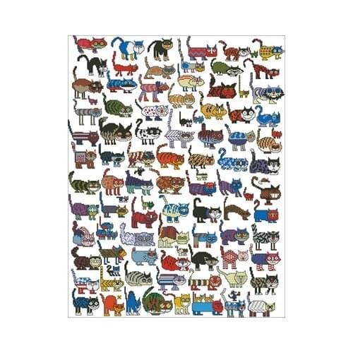 Magazine-100 colorful cats Needlework,For Embroidery,DIY 14CT Unprinted Arts Cross stitch kits Set Cross-Stitching Home Decor