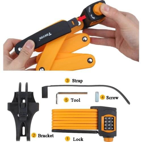 Digit Combination Password Bicycle Lock Folding Bike Lock Steel Safety Lock For Bikes Anti-theft Security Bicycle Lock