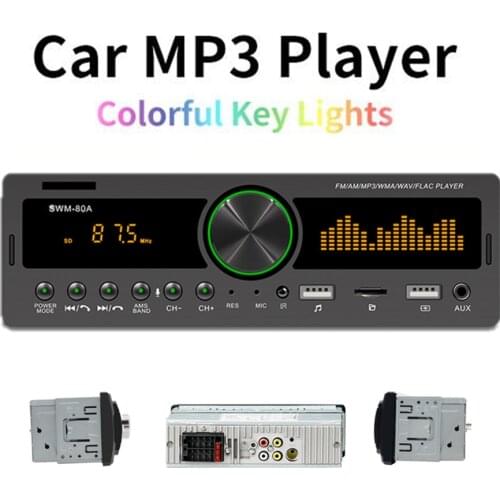 1 DIN Car Stereo MP3 Player FM Radio Bluetooth AUX TF Card U Disk Head Unit In Dash Digital Media Receiver MP3 Player