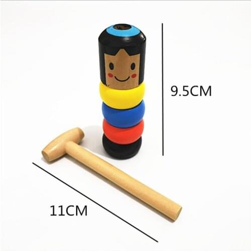 1set immortal Daruma indestructible wooden man magic toy can not be scattered small wooden people interesting toy accessories