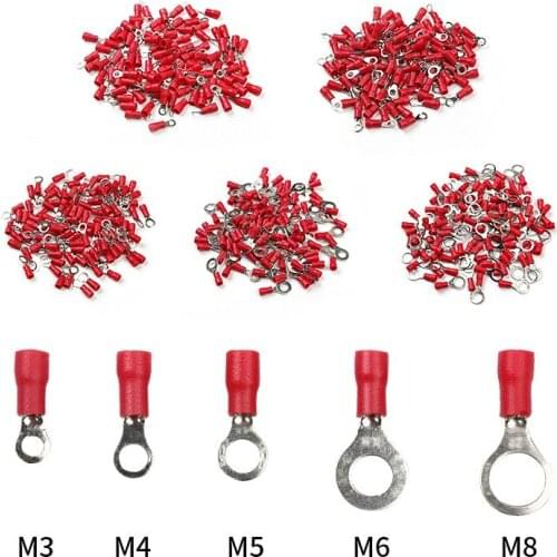 100Pcs RV1.25 Red Ring Insulated Wire Connector Electrical Crimp Wire Cable Terminal Kit