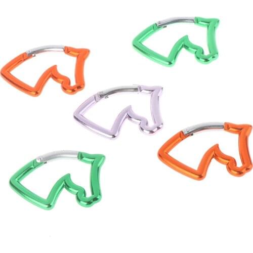 5 Pcs Aluminum Carabiner Outdoor Tactical Carabiner Horse Head Color Shaped Buckle Kettle Toy Clothing Luggage Key Chain