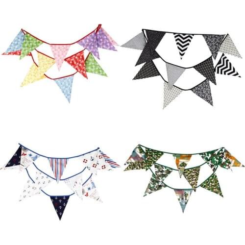 8 Kinds 3.6m Length Cartoon Cotton Banner Flag Pennant Garland Birthday Party Bedroom Decor Ornament Kids Gift Photograph Supply