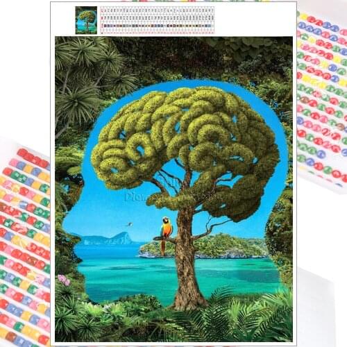 5D DIY Diamond Painting Mosaic Landscape Forest Brain Animal Full Square Round Embroidery Cross Stitch Home Decoration