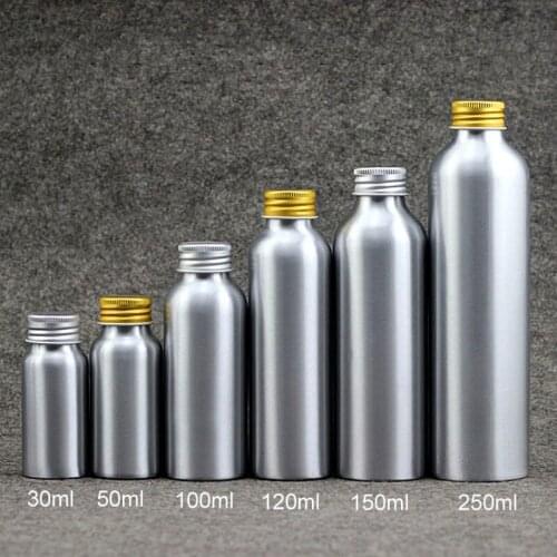 30ml 50ml 100ml 120ml 150ml 250ml Aluminum Bottle Empty Makeup Water Metal Packaging Cosmetic Toners Container Free Shipping