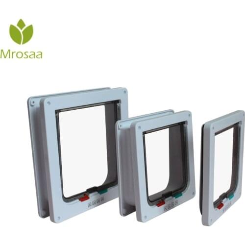 ABS Plastic 4 Way Safe Cat Gate Doors Lockable Security Flap Door S/M/L Animal Small Pet Cat Dog Gate Door Pet Supplies