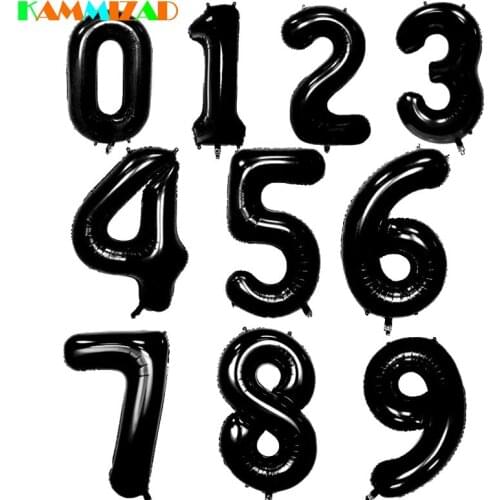 Black Number Ballon 1pc Jumbo 40inch Digit Aluminum Foil Balloons Birthday Party Decorations Wedding Celebration Supplies Globos