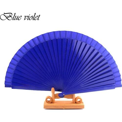 Blue Spanish Dance Performance Wooden Fans Old-Fashioned Wedding Clothing Accessories Folding Fan For Hand-Painted 44