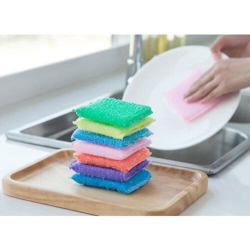 Home Dish Cloth Washing Dish Cloth Nonstick Oil Scouring Pad Oil Cleaning Cloth Double-sided Sponge Kitchen Gadgets Accessories