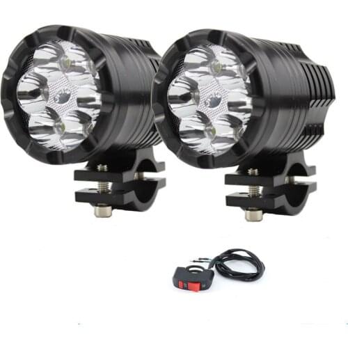 2 pcs 60W Motorcycle LED Light Spotlight Driving Fog Head Lamp and 3 Modes Changeable Switch Strong Light / Weak Light / Strob