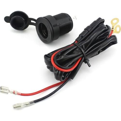 Waterproof 12V-24V Car Motorcycle Female Cigarette Lighter Power Socket Outlet with 1.5M Fuse Line Wire for GPS Cellphone MP3