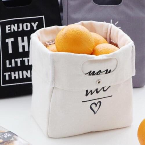 Canvas Lunch Boxes Insulation Bag Simple Letter Type Large Capacity Multi-purpose Cloth Bag Foods Organizer Picnic Bag