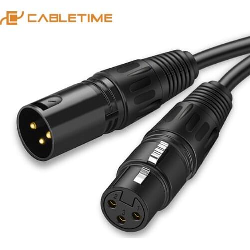 CABLETIME XLR Cable Microphone Cannon Plug XLR Cable Guitar Cable Extension Mikrofon Cable for audio Mixer Amplifiers C117