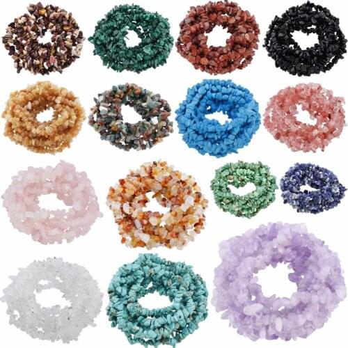 TUMBEELLUWA Gem stone Tumbled Chips Stone Irregular Shaped Drilled Loose Beads Strand for Jewelry Making 33"