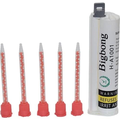 White AB Glues 75ml 10:1 Glue Adhesive Two-Component Strong Adhesives with 5pc 10:1 Static Mixing Nozzles Glues Mixed Tube Set