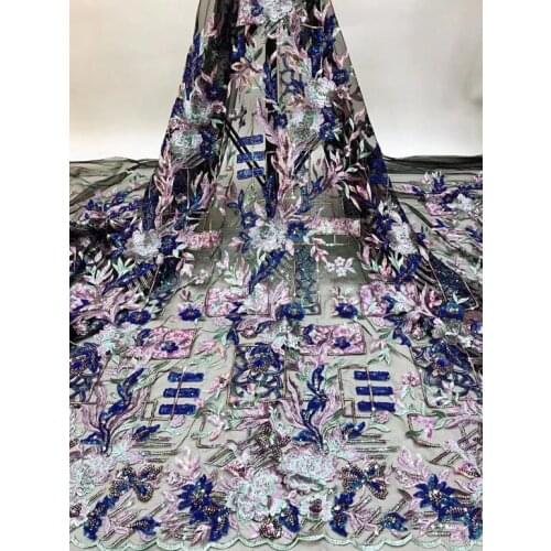 Embroidered sequins Lace Fabric For Party Dress SYJ-12688 High Quality Fashion African French Net Lace Fabric 5 Yards
